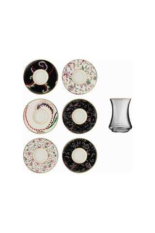 Sandro Moreno 1453 Desen Yağmuru Line Gold 12 Parça 6 Kişilik Çay Seti 110 Ml Renkli