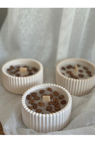 Kahve Taneli Ahşap Fitilli Mum