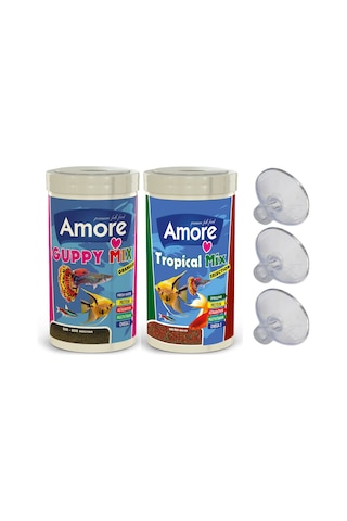 Guppy Tropikal Mix Granules Balık Yemi ve Hava Hortumu Vantuzu