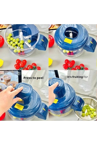 Vkemall 50w Motorlu Elektrikli Soğan Soyma Makinesi, 20 Saniyede Hızlı Meyve Sebze Soyma, Şarjlı 304 Paslanmaz Çelik, Ev Ve Ticari Kullanım Mavi