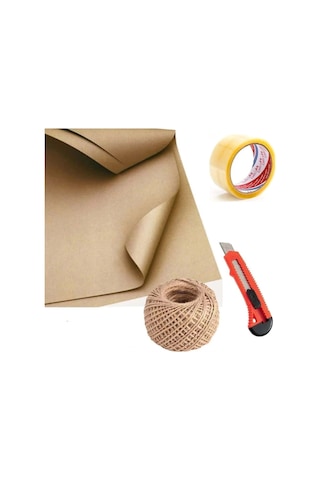 Çeyiz Kağıdı 10 Adet 70x100 Kraft Kağıdı + 1 Adet Jüt İp + 1 Adet Maket Bıçağı + 1 Adet Koli Bandı