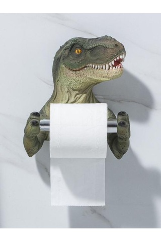 Dinozor Duvara Monte Tuvalet Kağıdı Tutucu Paslanmaz Çelik Doku Tutucu Banyo Kağıt Rulo Raf Duvara Montaj Banyo Ürün Kağıt Tutucular Yeşil 22 x 13.6 x 11.2 CM