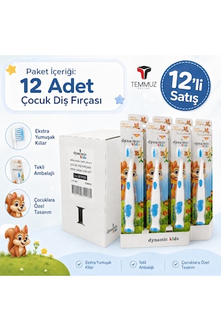 Dynamic Kids Ekstra Soft Çocuk Diş Fırçası 12 Adet Tekli Ambalajlı Karışık Renk