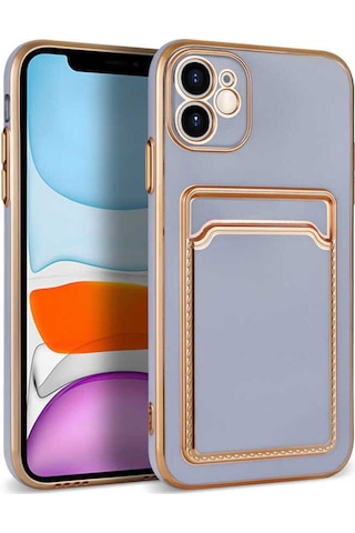 Apple Uyumlu iPhone 11 Kılıf Zore Bark Kartlıklı Kapak Lila
