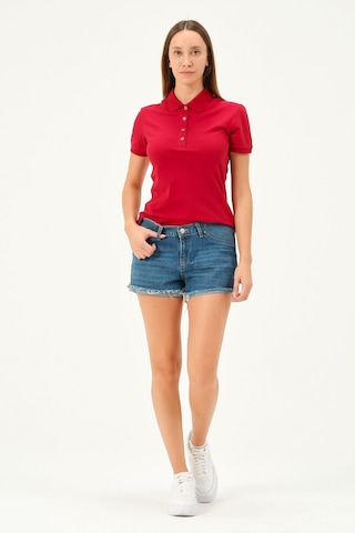 Msw Kadın Kısa Kollu Regular Fit Polo Yaka T-shirt Kırmızı