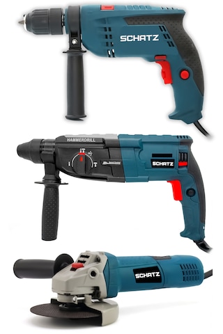 Schatz Profesyonel Elektrikli 3'lü Set Matkap,taşlama,kırıcı Delici Hilti