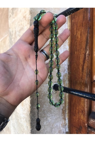 Sultan Telkari Yeşil Tonda Sürmeli Erkek Toz Kehribar Tesbih
