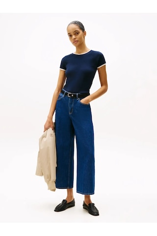 Tommy Hilfiger Contrast Rınger Tee Kadın Lacivert T-shirt
