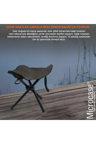 Microcase Çok Amaçlı Katlanabilir Seyahat Kamp Balıkçı Metro Metrobüs Tramvay İçin Tabure 26cm - Al5335 4 Adet Siyah