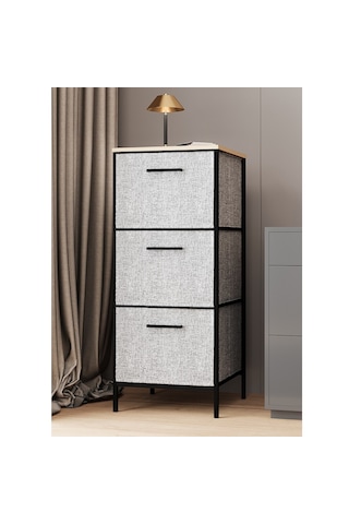 3 Çekmeceli Çok Amaçlı Dolap Büyük Boy Komodin Sehpa Gri 1618