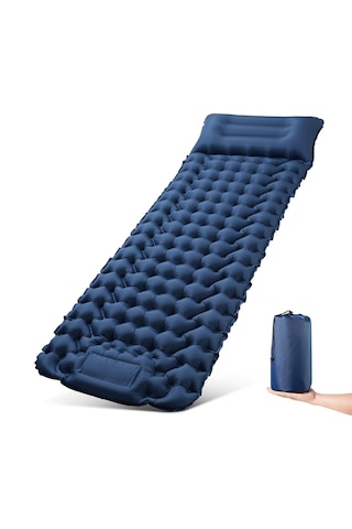 Pompasız Şişebilen Tek Kişilik Şişme Outdoor Kamp Yatağı Al4525 Mavi