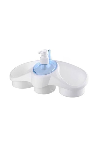 Biyomak Ergonomik Oval Deterjan Hazneli Sıvı Sabunluklu Süngerlik Beyaz