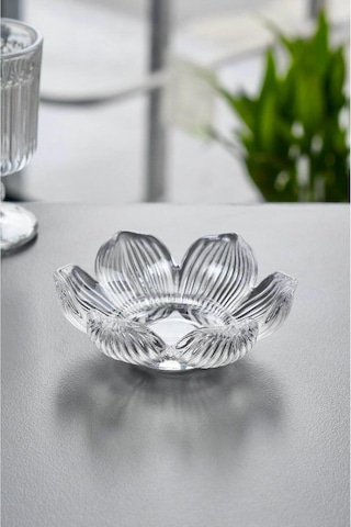 6 Lı Lotus Çiçeği Kahve Yanı Sunumluk Çizgili Origami Lokumluk Şekerlik Drajelik - Beyaz Beyaz