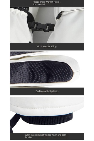 Moveevo Kışlık Kayak Eldiveni - Unisex Siyah & Beyaz, Parmak Ucu Dokunmatik, Isıtıcı Polyester, S/m/l/xl Boyutlarında Siyah