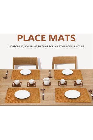 Ulzyvf X Turuncu Paket, Örtüsü, Masa Kahverengi İnç, İnç El Dokuması Doğal Denizotu 4'lü 17 12 - Pf Kahverengi - Turuncu