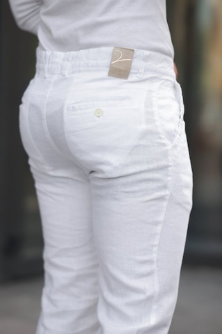 Erkek Rahat Keten Pantolon Beyaz