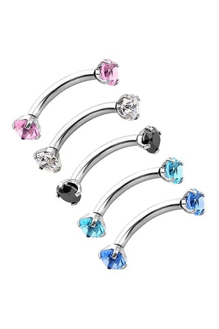 Homyl Paslanmaz Çelik Zirkon Kavisli Kaş Piercing Beyaz