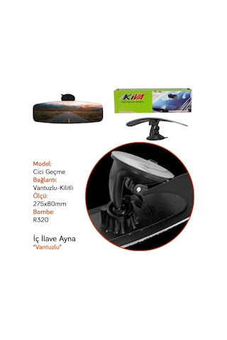 Takgör İç Dikiz Ayna Kiva Cici Geçme-2 R320 Vantuzlu Kilitli 275x80 Mm 1.506.050
