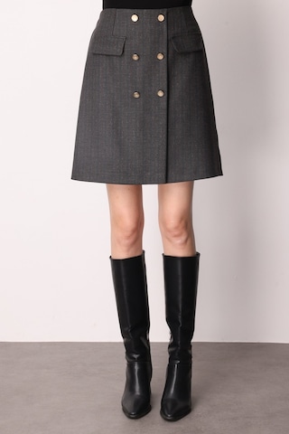 Ekol Kadın Beli Lastikli Süs Düğmeli Mini Etek 2019 Siyah Siyah