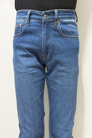 Hacker Denim Dmctekstil Erkek 1020 - Yüksek Bel Rahat Kesim Boru Paça Jean Pantolon Koyu Mavi