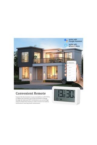 Maiyame Beyaz Wifi Akıllı Ev Sıcaklık Nem Ölçer - Alexa Ve Google Assistant Uyumlu, Akıllı Otomasyon, Pil İle Çalışır