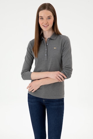 U.S. Polo Assn. Kadın Antrasit Melanj Basic Polo Yaka Sweatshırt 50313593-VR081
