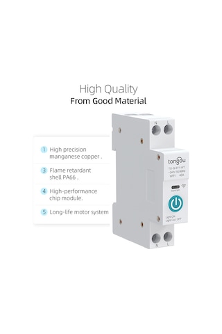 Springsun Tuya Wifi Akıllı Devre Kesici: Kablosuz Kontrol, Dın Raylı Şalter, Mobil Uygulama, Zamanlayıcı Modları, Alexa Uyumlu Diğer