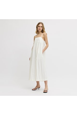 Jack & Jones Kadin Kare Yaka Kolsuz Uzun Elbise - Almira - 12287739 Blanc De Blanc