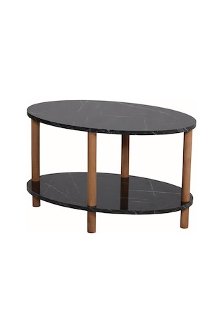 Orta Sehpa Oval Ahşap Ayaklı Iki Katlı Gazetelikli