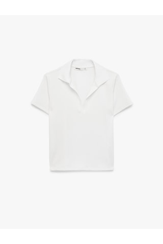 Koton Regular Fit Kısa Kollu Kesik Polo Yaka Tişört Beyaz 6sak50190ek Beyaz