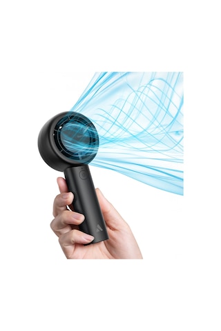 Aecooly Pb01 İç Spiralli Çift Halka Hava Akışı Teknolojili 5 Kademeli Soğutucu El Fanı Siyah