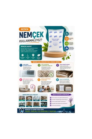 Nemçek Nem Alıcı Rutubet Giderici Küf Önleyici Koku Giderici Korozyon Önleyici 2500 Gr 10 Paket