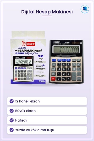 Dijital Hesap Makinesi Digit Büyük Ekran Hafizalı Masaüstü Ofis K Çok Renkli