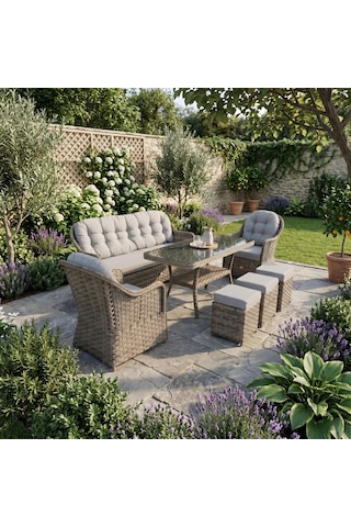 Radiance 3 Puflu Rattan Oturma Grubu Rehome