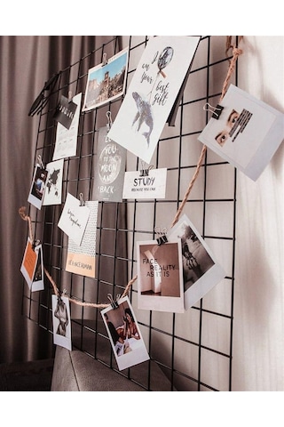 Metal Fotoğraf Askısı Tel Pano Notluk Siyah 55X75 Catchme