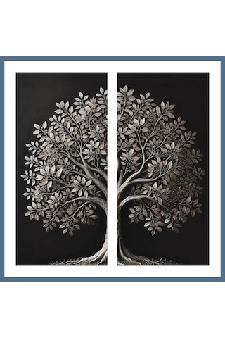 Buradabulabilirsin 2li Eskitme Krom Ağaç Kanvas Tablo 60x120cm X2 Bbz