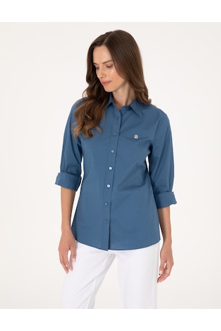 Pierre Cardin Kadın Açık İndigo Gömlek Desenli 50313589-vr073 Açık İndigo