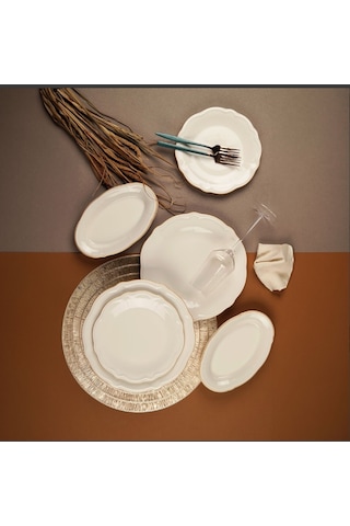 Porser Fulya 18 Parça Yemek Takımı Altın Fileli