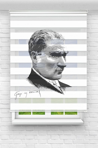 Perdeoutlet38 Baskılı Renkli Atatürk1 Dijital Baskılı Zebra Perde-cocuk Odası-stor Perde Çok Renkli
