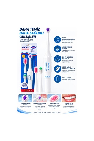 Diş Aralarını Temizlemeye Yardımcı Titreşimli Diş Fırçası Çok Renkli