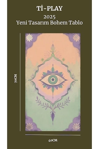 Bohem Tablo Üçüncü Göz, Manevi, Pastel Renkler, Vintage Bohem Duvar Sanatı Çerçevesiz Poster