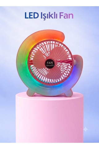 Led Işıklı Ev Ofis Soğutucu Pervane Fan Taşınabilir Şarjlı Masaüstü Fan - 1 Adet