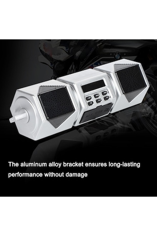 Pazly Motosiklet Stereo Hoparlör, Bt Gidon Dağı Mp3 Çalar Lmk00123, Kablosuz Müzik Sistemi Gümüş