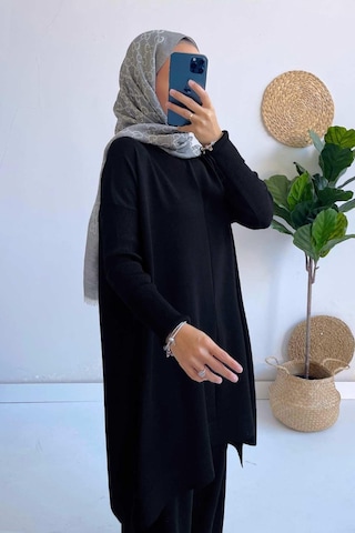 Mira Merserize Tunik - Siyah Siyah