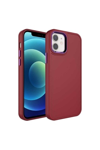 Apple Uyumlu iPhone 11 Kılıf Metal Çerçeve Ve Buton Tasarımlı Sert Zore Botox Kapak Koyu Mor