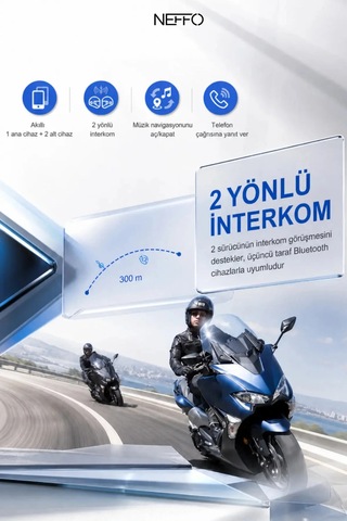 20 Max 5.3 Bluetooth Motosiklet Kask Kulaklık Intercom Işıklı, Gürültü Engelleme, Uzun Pil