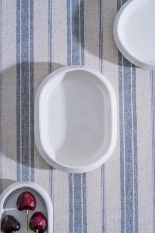 Acar Jea-07400 Rumi 6 Adet Porselen Oval Kayık Sunum Tabak 13 Cm Beyaz
