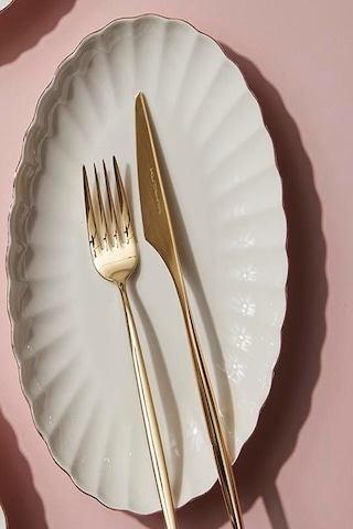 Kütahya Porselen Bone Luz Altın File Kayık Tabak 24cm Tekli Bnlzf24ky20 Çok Renkli