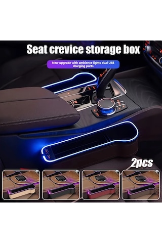 Xuweiwei 2 Adet Beige Color Araç Koltuğu Arası Organizörü Yerleşik Telefon Tutucu Hızlı Şarj Ve Led Ambient Işık