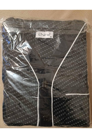 Lindros Erkek Gömlek Yaka İnterlok Uzun Kol Pijama Takımı 00146 - 1 Adet 001